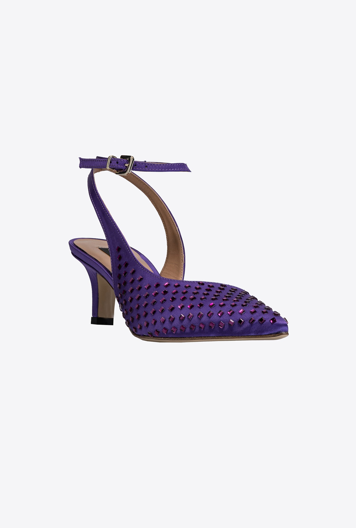 Satin slingbacks with rhinestones