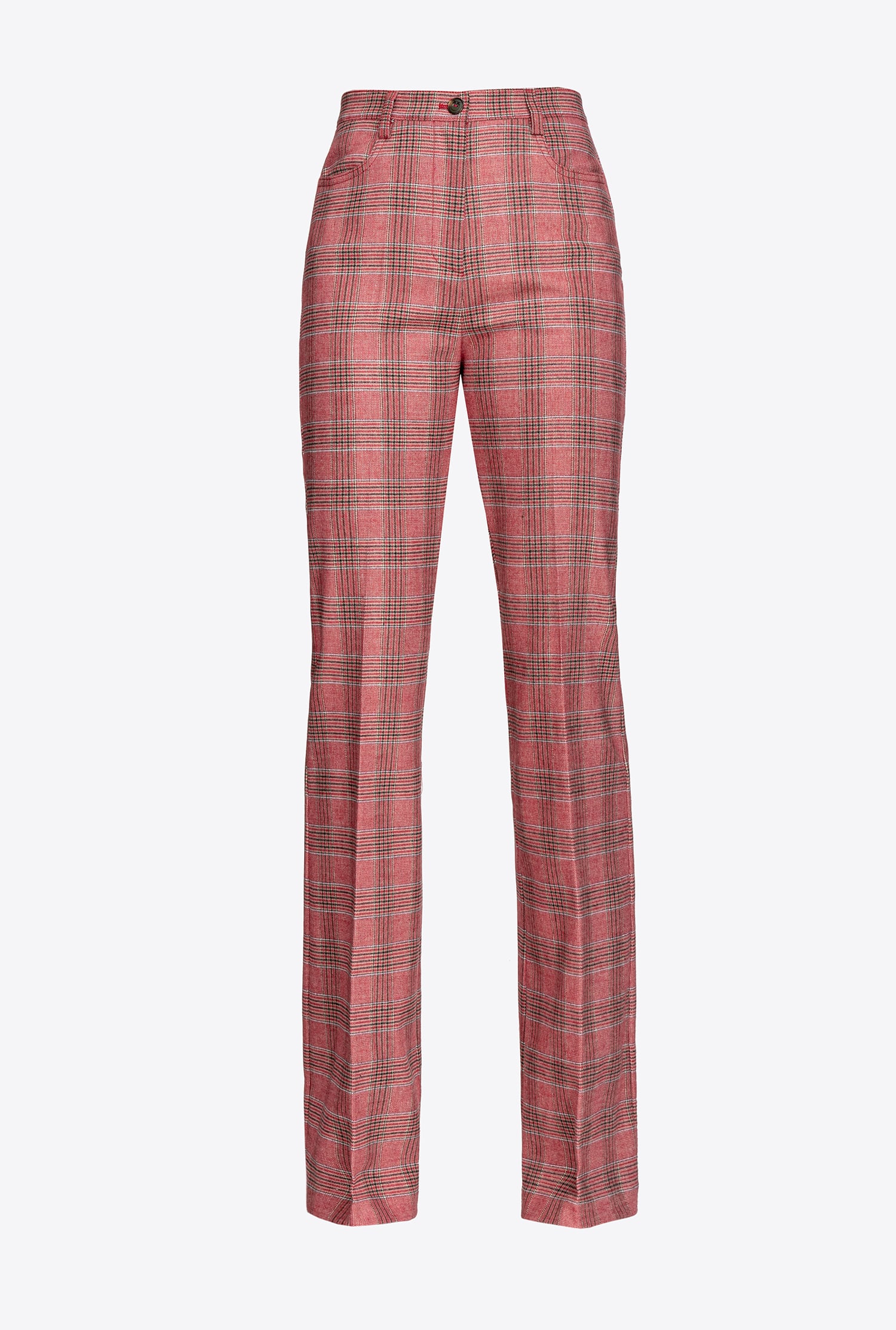 Flared Prince-of-Wales flannel trousers