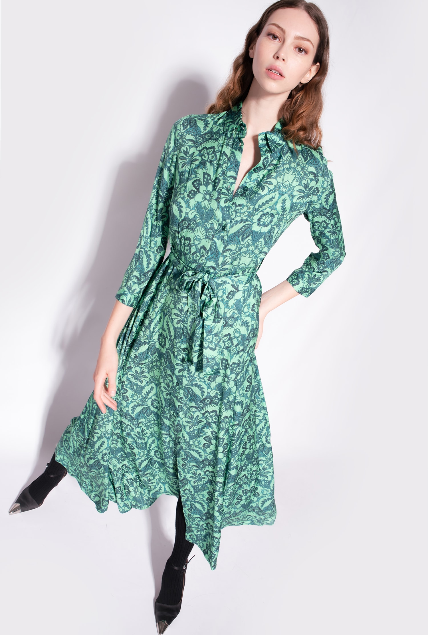 Long floral shirt dress