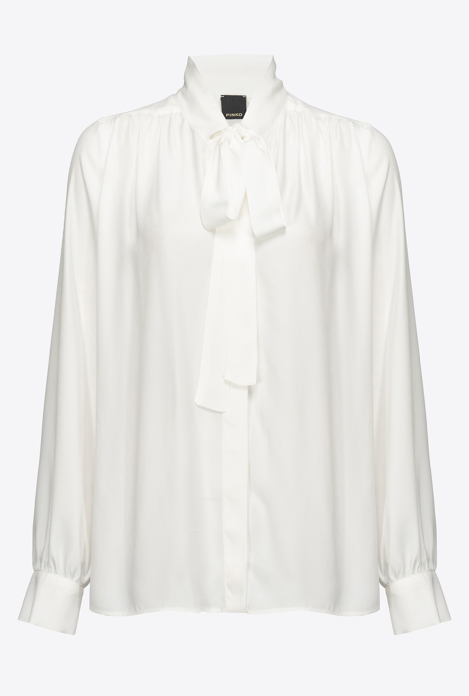 Silk-blend pussy-bow shirt