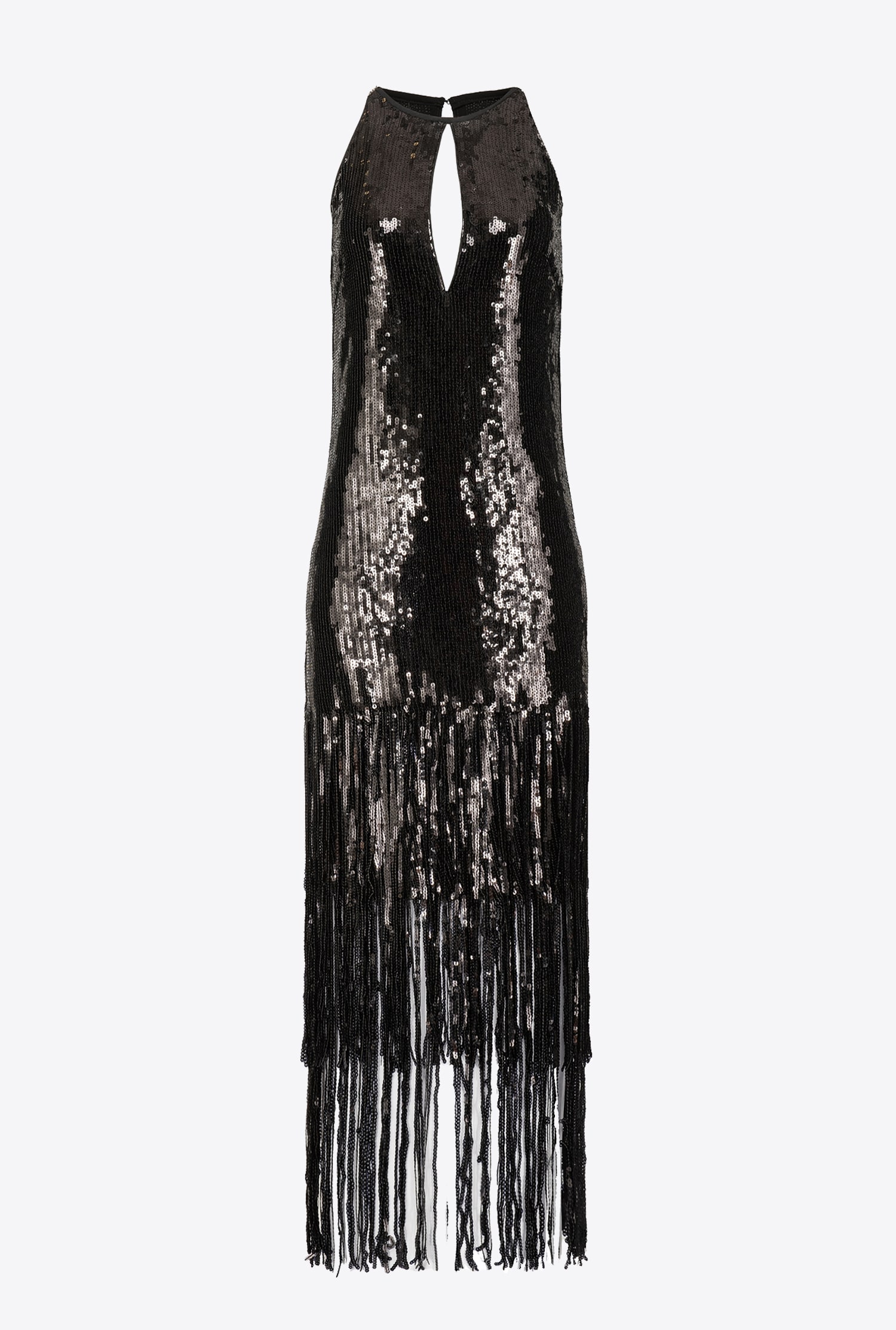 Fully sequinned dress with fringing