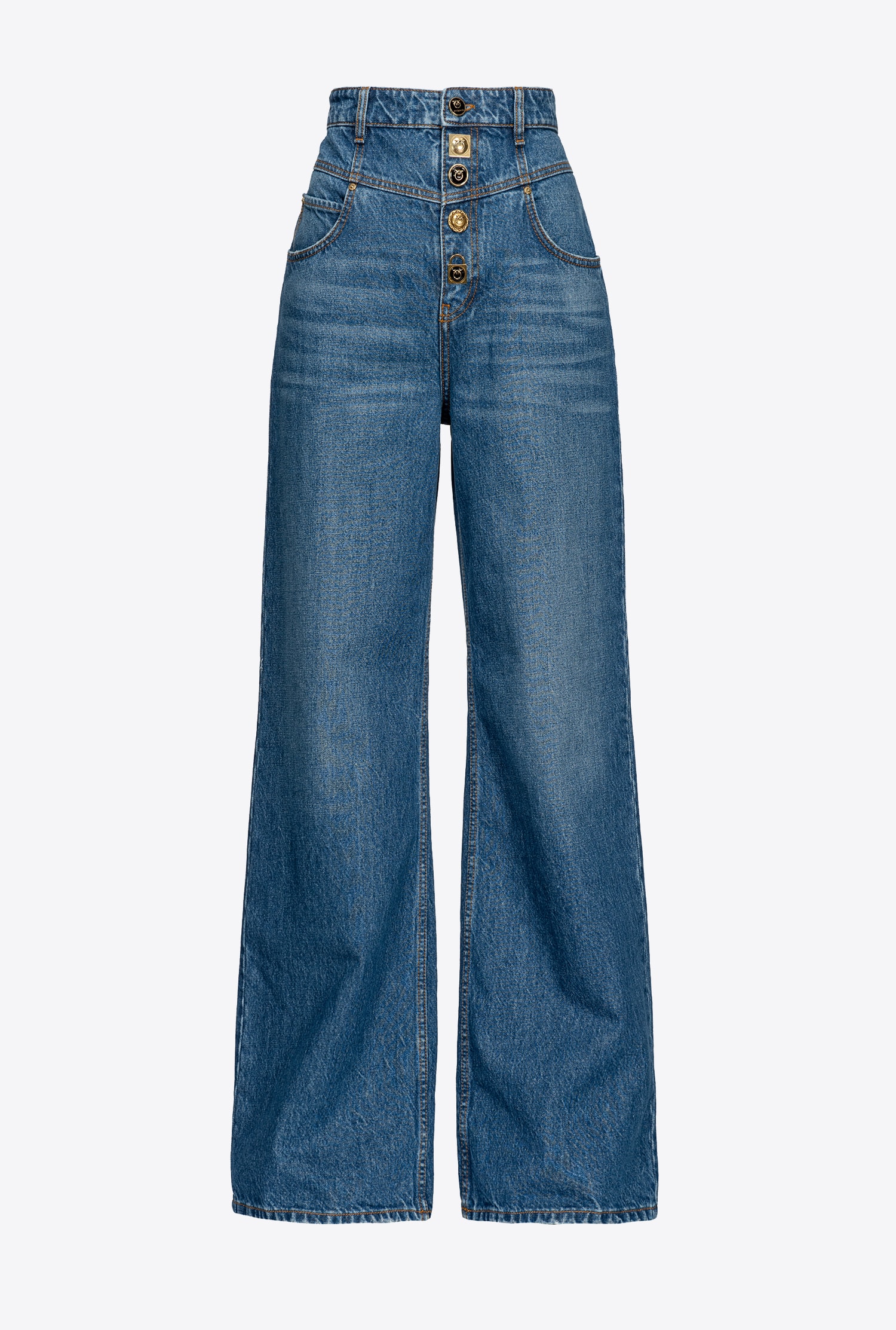 Wide-leg jeans with jewel buttons