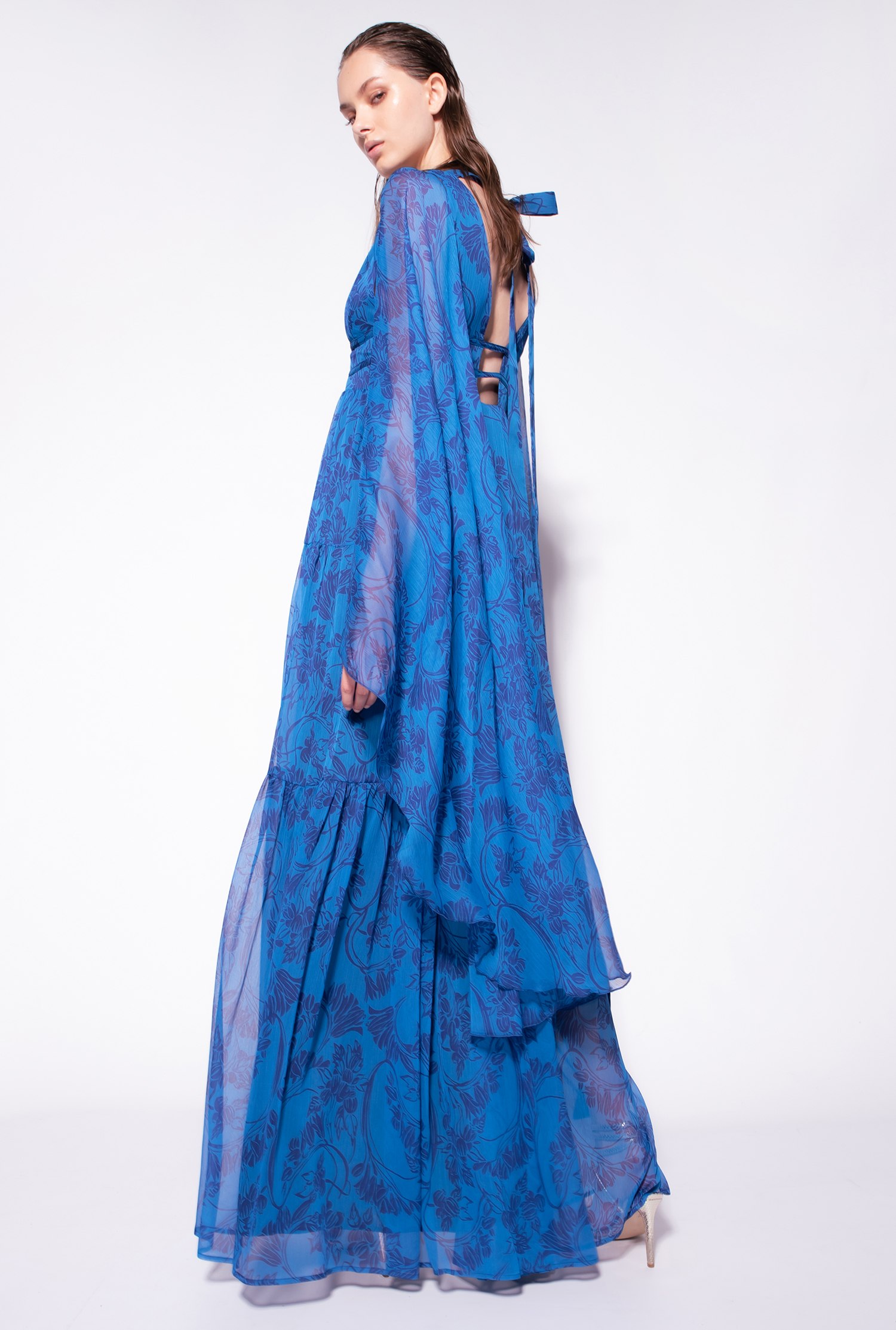 Long dress with ramage floral print