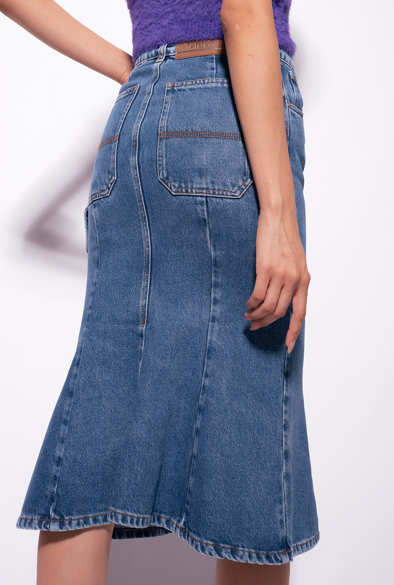 Denim midi skirt
