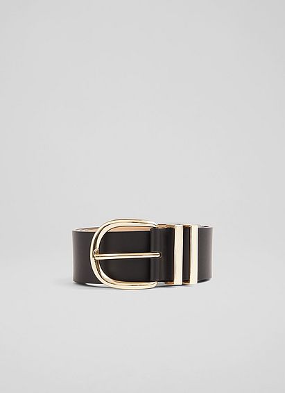 Carley Black Leather Metal Loop Belt