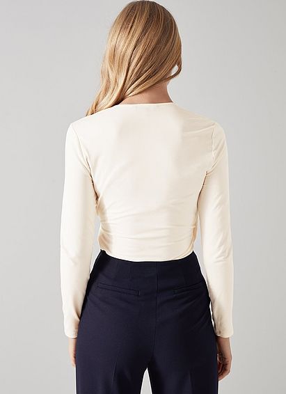 Eames Ivory Jersey Wrap Top