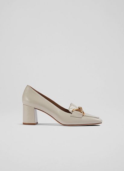 Samantha White Crinkle Patent Snaffle-Detail Courts