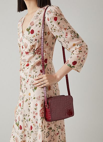 Marie Red Patent Croc-Effect Leather Crossbody Bag