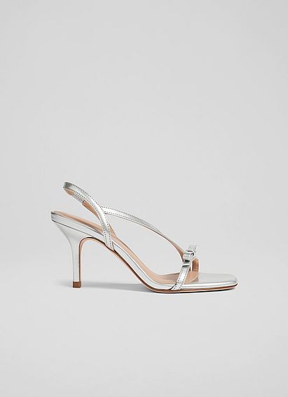 Serene Silver Mirror Metallic Strappy Bow Sandals