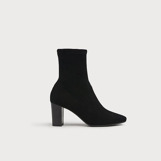 Alice Black Stretch Suede Ankle Boots