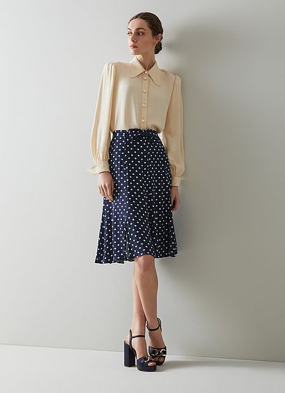 Mathilde Navy Cream Polka Dot Skirt