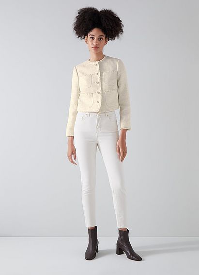 Celeste Cream Tweed Cropped Jacket