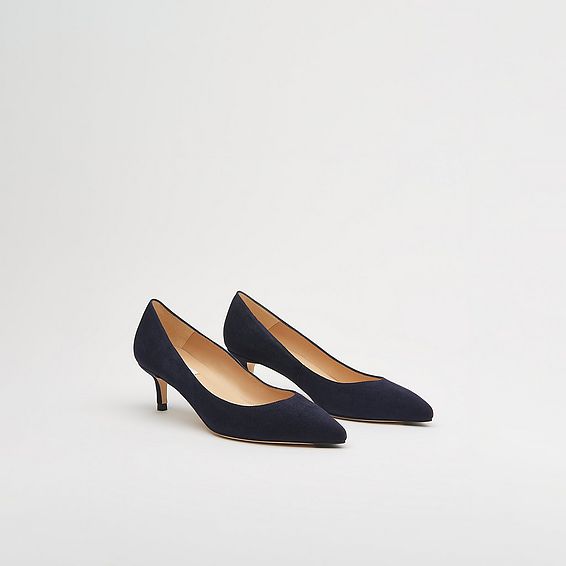 Audrey Navy Suede Kitten Heel Courts