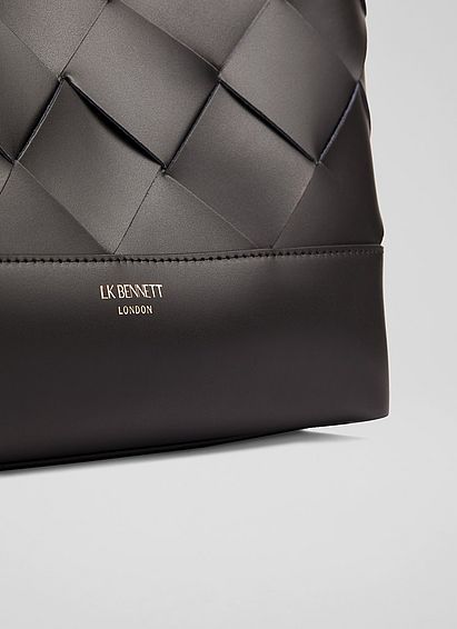 Harper Black Woven Leather Tote Bag