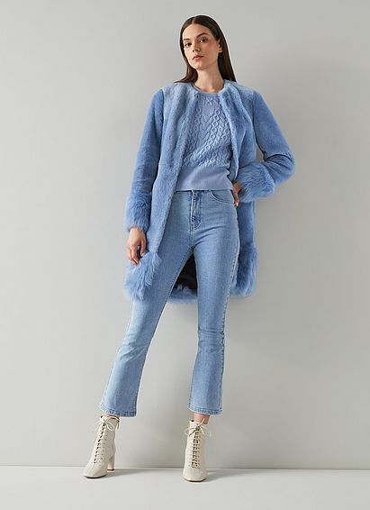 Mishia Blue Shearling Coat