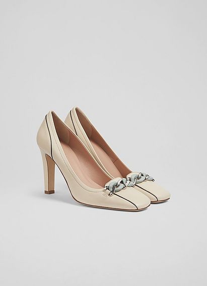 Dana Cream Leather Square Toe Courts