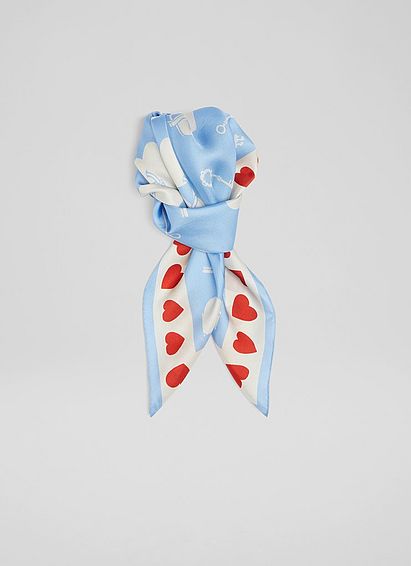 Amour Blue and Cream Silk Scarf