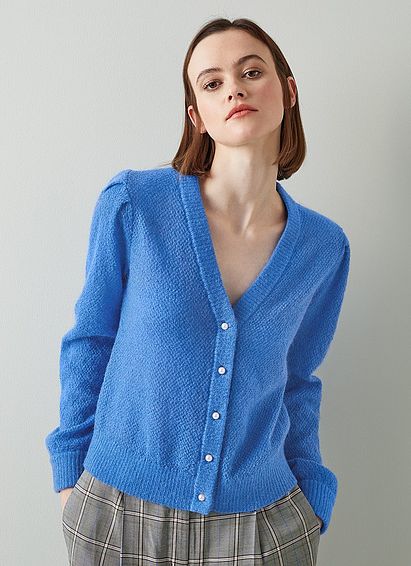 Ginny Blue Mohair-Blend Cardigan