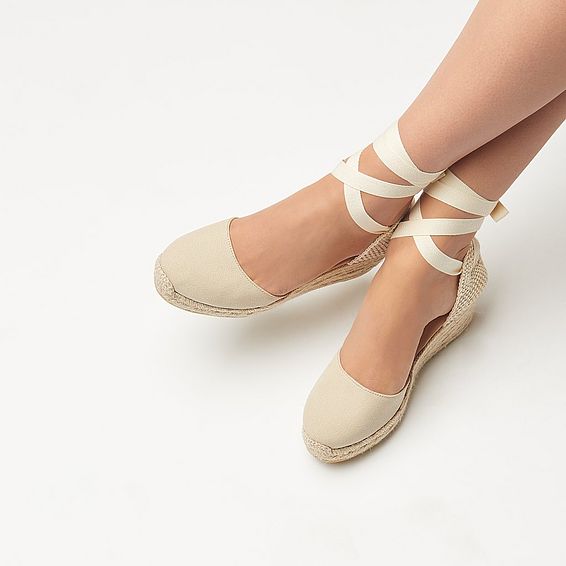 Maureene Sand Canvas Espadrille Wedges
