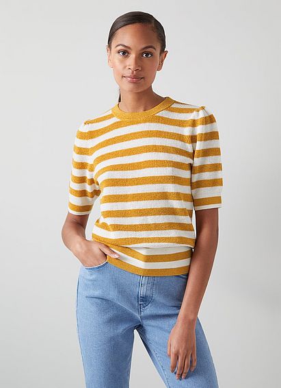 Madison Cream and Gold Stripe Knitted Top