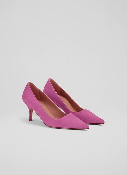 Beatrice Pink Suede Mid-Heel Courts