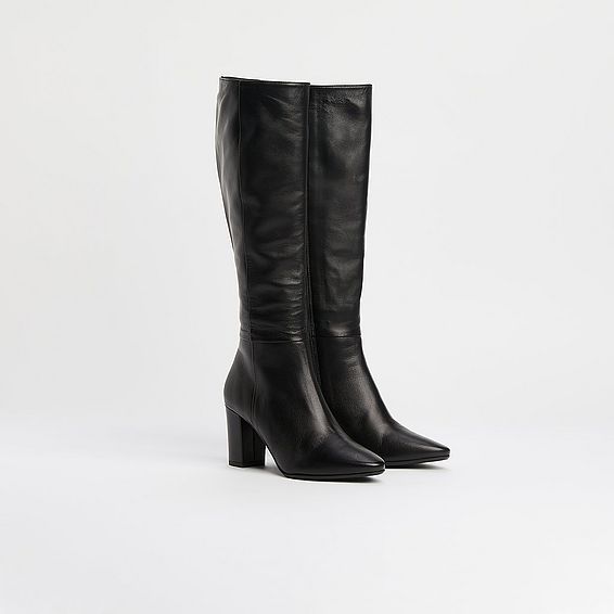 Sirena Black Leather Knee Boots