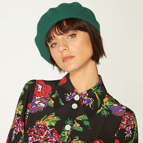 Kelsey Green Wool Beret