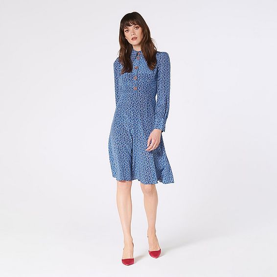 Mathilde Bow Print Silk Dress