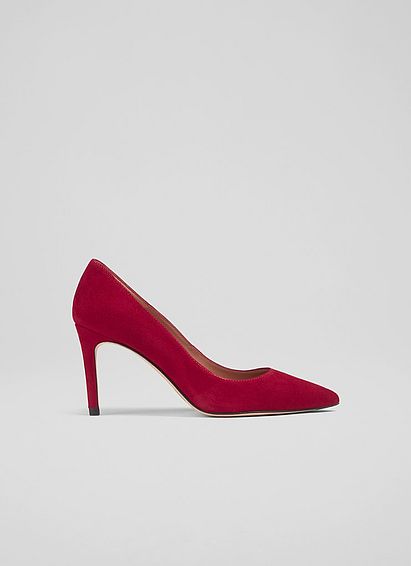 Floret Red Dahlia Suede Pointed Toe Courts