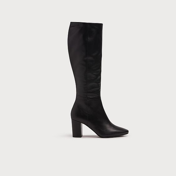 Sirena Black Leather Knee Boots