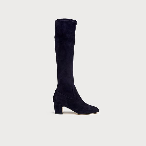 Kiran Navy Suede Knee Boots
