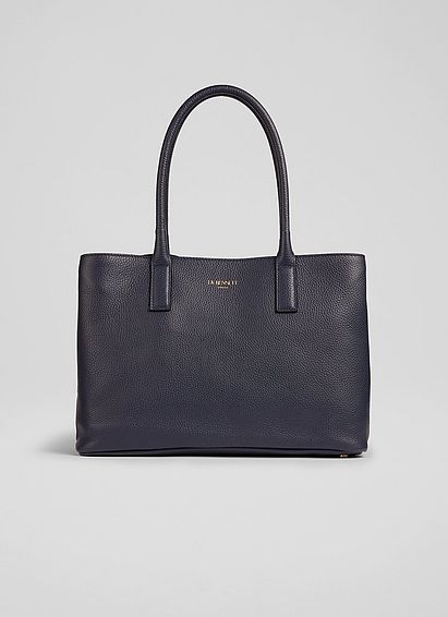 Lillian Midnight Grainy Leather Tote Bag