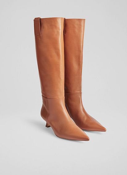 Eden Tan Leather Western Style Knee-High Boots