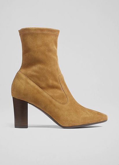 Alice Tan Stretch Suede Ankle Boots