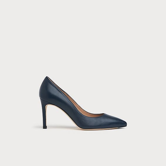 Floret Navy Nappa Leather Pointed Toe Courts