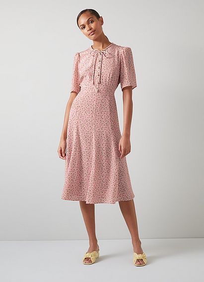 Montana Pink Daisy Print Silk Tea Dress