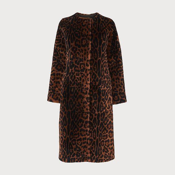 Sable Leopard Print Shearling Coat