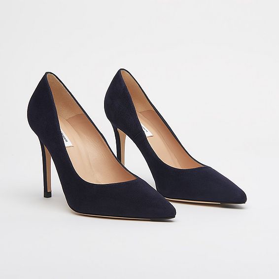 Fern Navy Suede Pointed Toe Courts