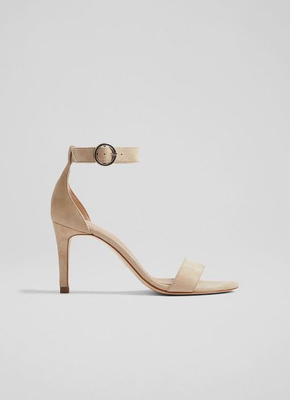 Ivy Beige Suede Heeled Sandals