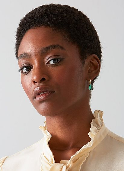 Celine Gold-Plated Emerald Crystal Drop Earrings