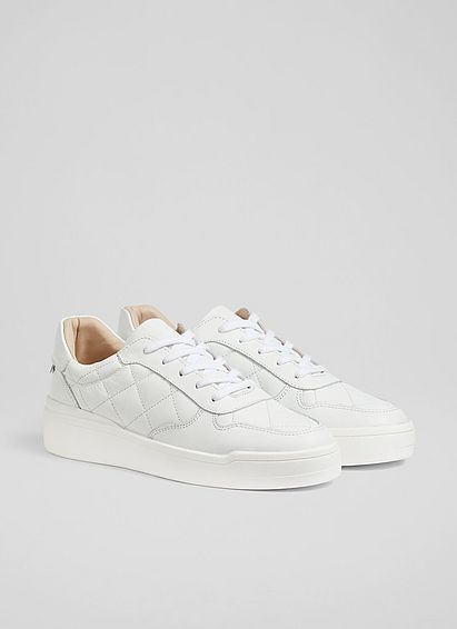 Campbell White Leather Quilted Trainers