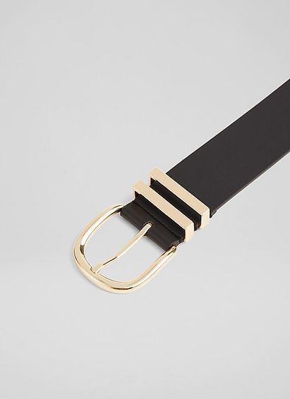 Carley Black Leather Metal Loop Belt