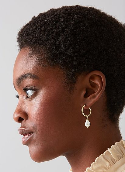 Jules Pearl Drop Gold-Plated Hoop Earrings