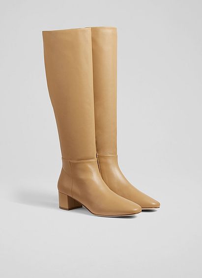 Karen Camel Leather Knee-High Boots
