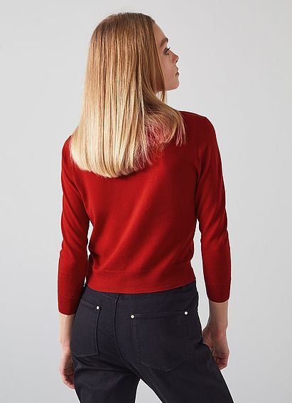 Bonnie Bright Red Merino Wool Cardigan