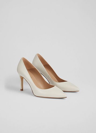 Floret Cream Leather Pointed Toe Courts