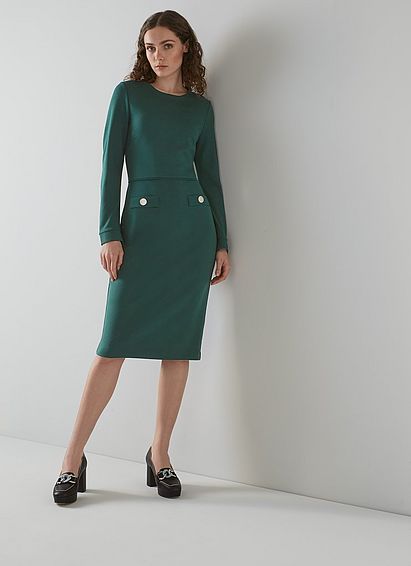 Elina Green Jersey Shift Dress