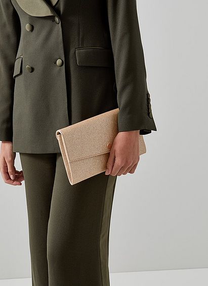 Layla Gold Glitter Envelope Clutch