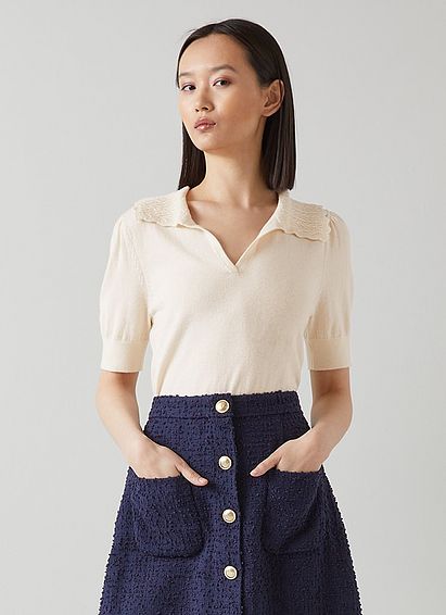 Julie Cream Wool-Organic Cotton Knitted Top