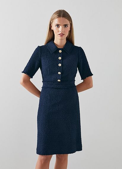 Morten Navy Tweed Shift Dress